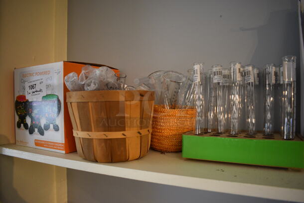 ALL ONE MONEY! Shelf Lot of Various Items Including Glass Jars, Signs and Lined Valance. BUYER MUST REMOVE. (garden center) - Image 10 of 10