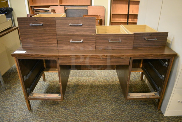 Wooden Desk w/ 5 Drawers. 60x30x29. (gift shop) - Image 1 of 4