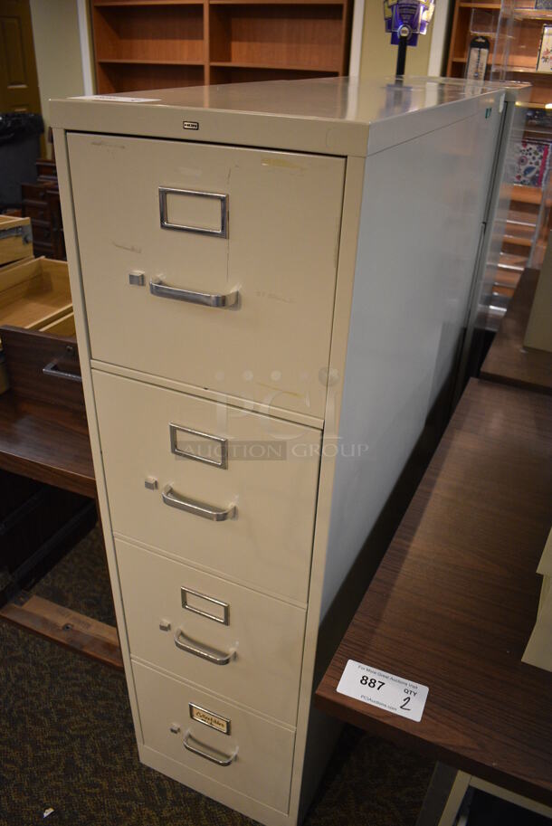 3 Various Tan Metal 4 Drawer Filing Cabinets. 15x26x52. 3 Times Your Bid! (gift shop) - Image 2 of 4
