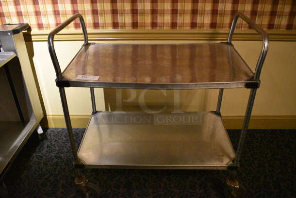 Stainless Steel Commercial 2 Tier Cart w/ Push Handles on Commercial Casters. 36x21x39.5. (buffet)