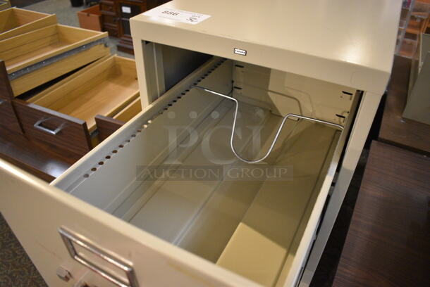 3 Various Tan Metal 4 Drawer Filing Cabinets. 15x26x52. 3 Times Your Bid! (gift shop) - Image 3 of 4