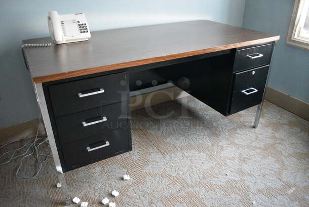ALL ONE MONEY! Lot of 2 Metal Desks. 60x30x29, 72x36x29. (office behind garden center) - Image 1 of 6