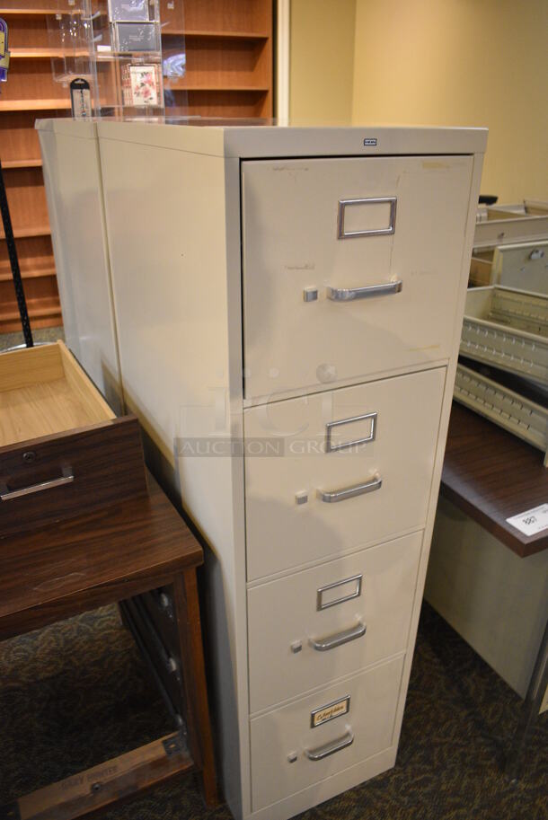 3 Various Tan Metal 4 Drawer Filing Cabinets. 15x26x52. 3 Times Your Bid! (gift shop) - Image 4 of 4