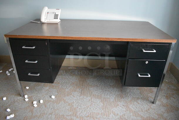 ALL ONE MONEY! Lot of 2 Metal Desks. 60x30x29, 72x36x29. (office behind garden center) - Image 3 of 6