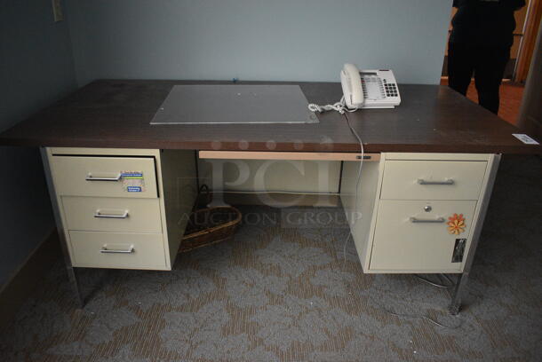 ALL ONE MONEY! Lot of 2 Metal Desks. 60x30x29, 72x36x29. (office behind garden center) - Image 4 of 6