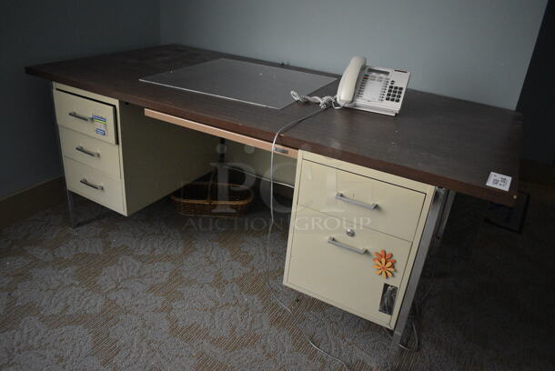 ALL ONE MONEY! Lot of 2 Metal Desks. 60x30x29, 72x36x29. (office behind garden center) - Image 5 of 6