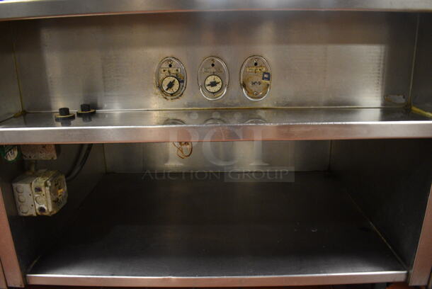 Stainless Steel Commercial Electric Powered 3 Bay Steam Table w/ 2 Plate Return Chutes, Double Over Shelf, 2 Warming Strips and Under Shelf on Commercial Casters. 63x44x64.5. Unit Was In Working Condition When Restaurant Closed. (kitchen) - Image 7 of 8