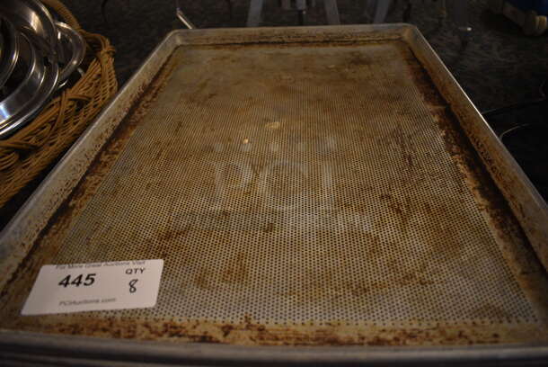 8 Metal Full Size Perforated Baking Pans. 18x26x1. 8 Times Your Bid! (main dining room) - Image 3 of 3