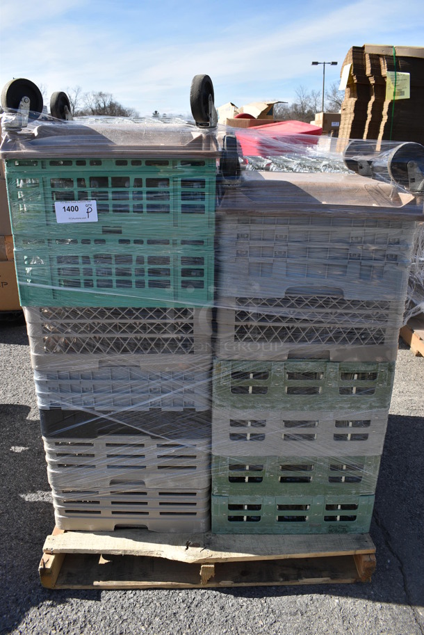 ALL ONE MONEY! Pallet Lot of Various Items Including Dish Caddies of Glasses and Dish Caddy Dollies. (warehouse) - Image 7 of 7