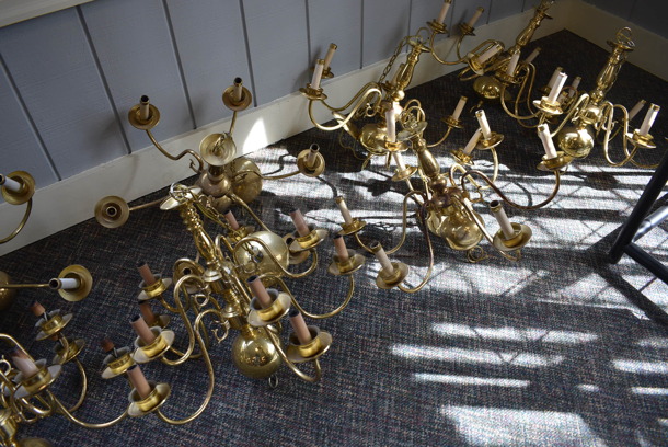 10 Gold Finish Metal Chandeliers. Includes 25x25x18. 10 Times Your Bid! (garden center) - Image 3 of 5