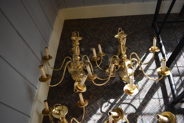 10 Gold Finish Metal Chandeliers. Includes 25x25x18. 10 Times Your Bid! (garden center) - Image 4 of 5