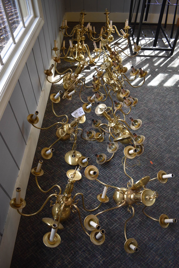 10 Gold Finish Metal Chandeliers. Includes 25x25x18. 10 Times Your Bid! (garden center) - Image 5 of 5