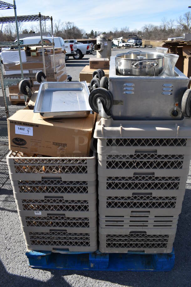 ALL ONE MONEY! Pallet Lot of Various Items Including Dish Caddies and Food Warmer. (warehouse)
