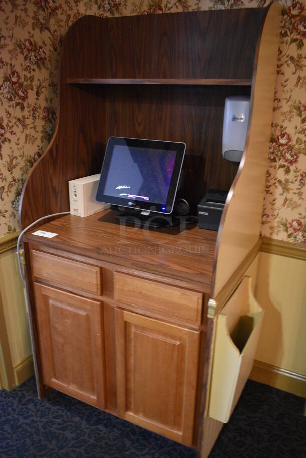 Wooden Cabinet w/ 2 Drawers, 2 Doors and Over Shelf. Does Not Include Contents. 39x26x72. (buffet - drink station) - Image 2 of 6