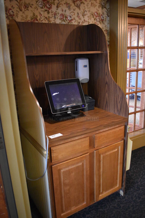 Wooden Cabinet w/ 2 Drawers, 2 Doors and Over Shelf. Does Not Include Contents. 39x26x72. (buffet - drink station) - Image 3 of 6