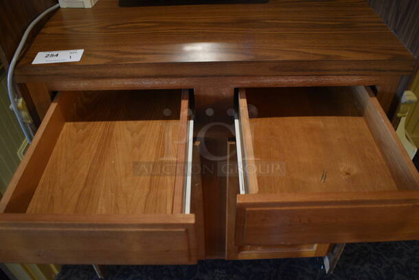 Wooden Cabinet w/ 2 Drawers, 2 Doors and Over Shelf. Does Not Include Contents. 39x26x72. (buffet - drink station) - Image 5 of 6
