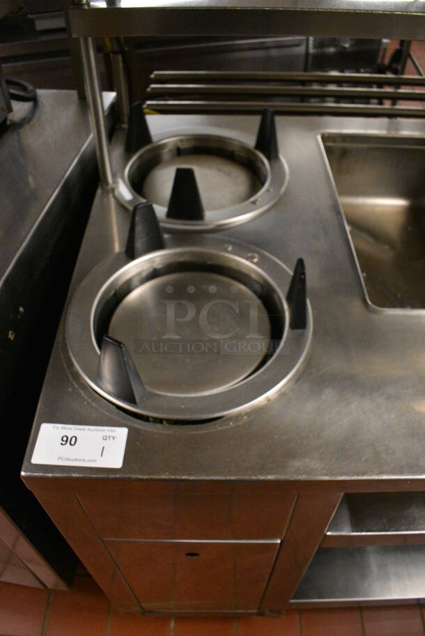 Stainless Steel Commercial Electric Powered 5 Bay Steam Table w/ 2 Plate Return Chutes, Double Over Shelf, Warming Strip and Under Shelf on Commercial Casters. 88.5x45x63. Unit Was In Working Condition When Restaurant Closed. (kitchen) - Image 3 of 7