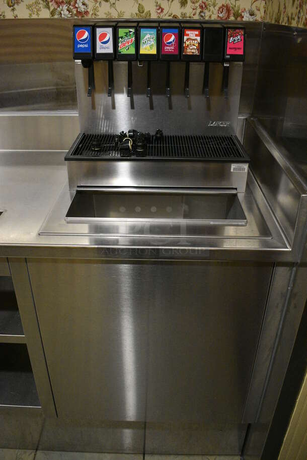 Stainless Steel Commercial Soda Station w/ Back Splash, Side Splash Guard and Under Shelves. Does Not Include Soda Machine. BUYER MUST REMOVE. 54x30.5x48.5. (buffet - drink station) - Image 2 of 6
