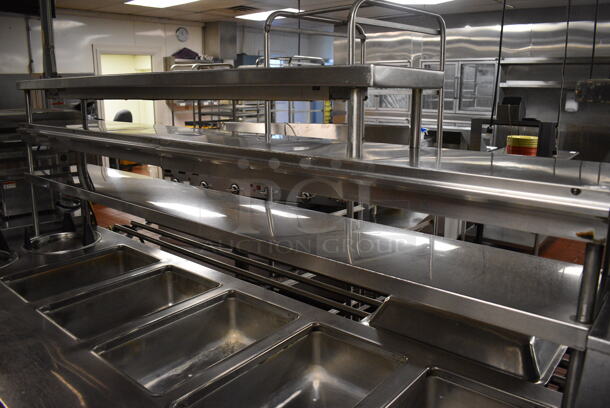 Stainless Steel Commercial Electric Powered 5 Bay Steam Table w/ 2 Plate Return Chutes, Double Over Shelf, Warming Strip and Under Shelf on Commercial Casters. 88.5x45x63. Unit Was In Working Condition When Restaurant Closed. (kitchen) - Image 6 of 7