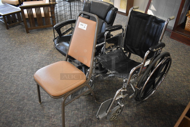 3 Various Items; Office Chair, Metal Chair and Wheelchair. Includes 17x19x36. 3 Times Your Bid! (garden center) - Image 5 of 5