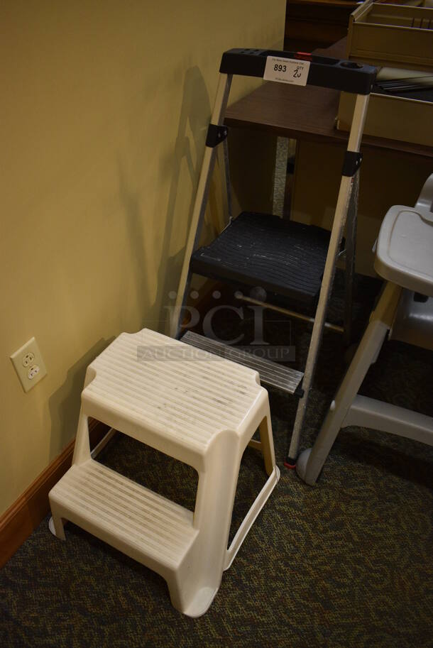 2 Items; Ladder and Step Stool. 16x18x16, 14.5x205x47. 2 Times Your Bid! (gift shop) - Image 2 of 3