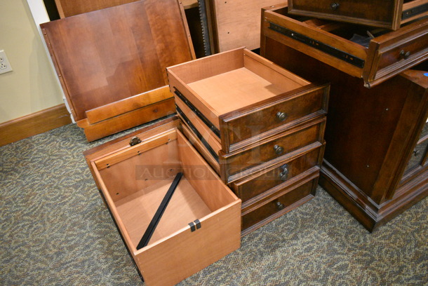 Wooden Desk; Desktop, 2 Bases and 4 Drawers. 72x36x6.5 Desktop. 22x32x25 Bases. (gift shop) - Image 2 of 5