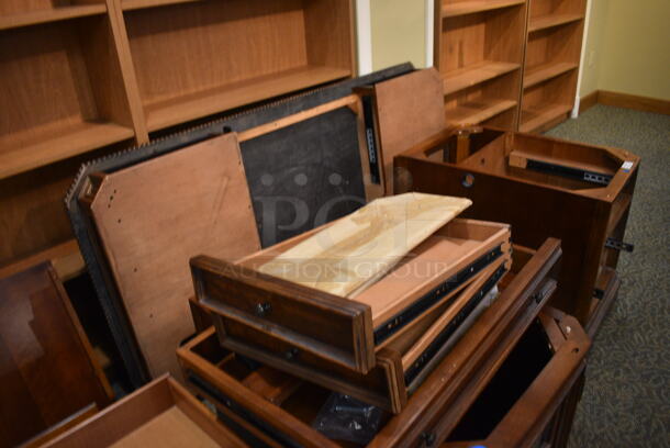 Wooden Desk; Desktop, 2 Bases and 4 Drawers. 72x36x6.5 Desktop. 22x32x25 Bases. (gift shop) - Image 3 of 5