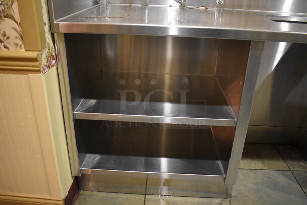 Stainless Steel Commercial Soda Station w/ 2 Well Plate Return and Under Shelves. BUYER MUST REMOVE. 92x30x43. (buffet - drink station) - Image 4 of 6