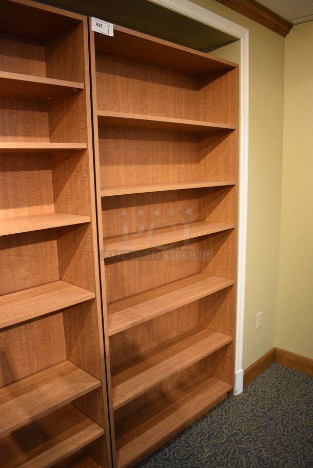 Wood Pattern Bookshelf. 40x12x84. (gift shop) - Image 1 of 3
