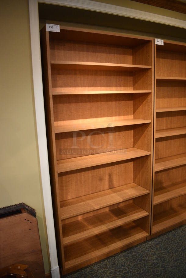 Wood Pattern Bookshelf. 40x12x84. (gift shop) - Image 1 of 4