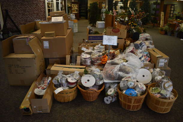 ALL ONE MONEY! Mega Lot of Various Items Including Ribbons! BUYER MUST REMOVE. (garden center) - Image 1 of 8