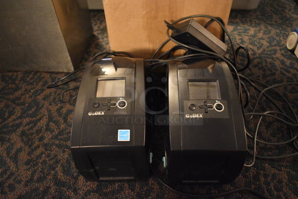 2 Go Dex Model RT200i Thermal Label Printers w/ Papers. 5x9.5x6.5. 2 Times Your Bid! (main dining room) 