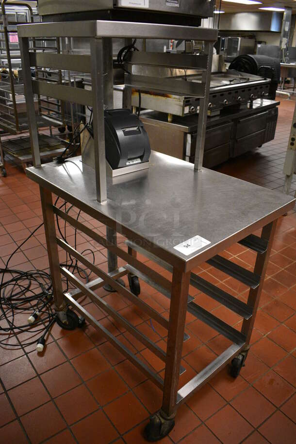 Stainless Steel Commercial Table w/ Lower Pan Rack and Over Shelf on Commercial Casters. Does Not Include Contents. 24x36x57.5. (kitchen) - Image 4 of 4