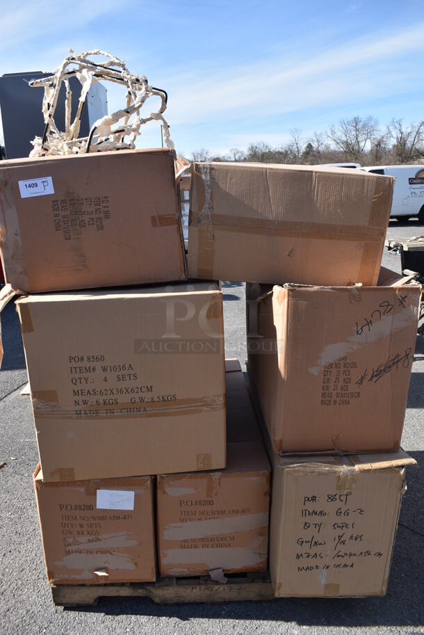 ALL ONE MONEY! Pallet Lot of Various Items Including Metal Racks. (warehouse) - Image 1 of 8
