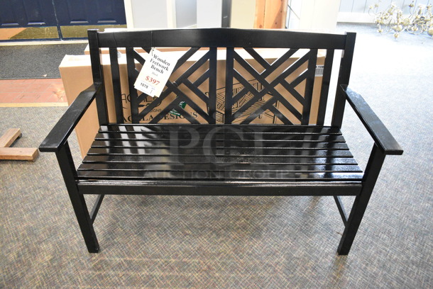 3 BRAND NEW! Achla Wooden Benches; Black, Ivory, Natural. 50x23x35. 3 Times Your Bid! (garden center)