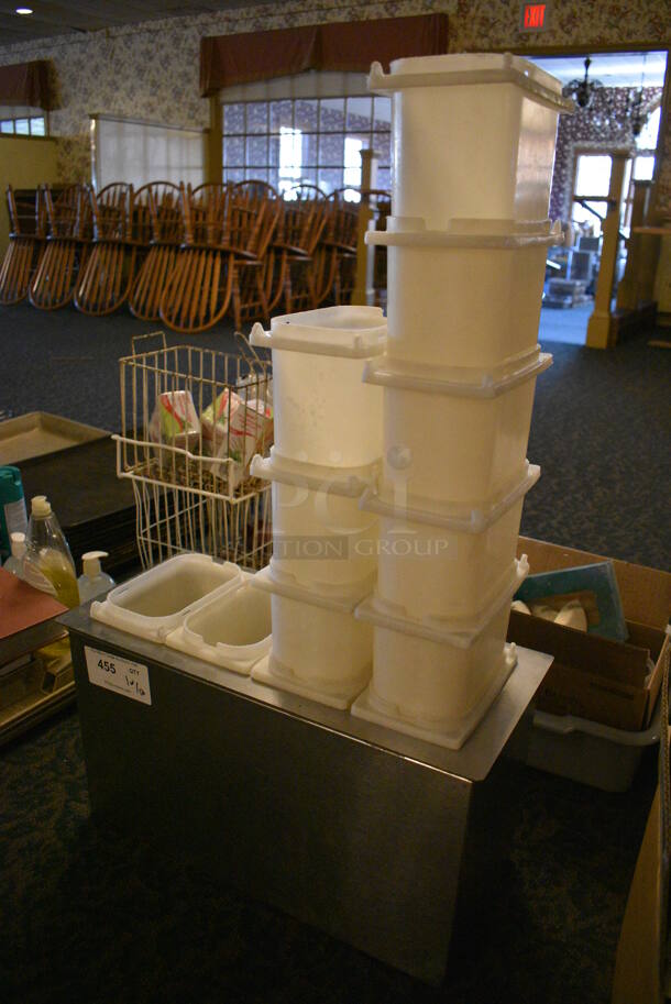 Metal Bin w/ 12 White Poly Bins. 21x9.5x12. (main dining room) - Image 2 of 5