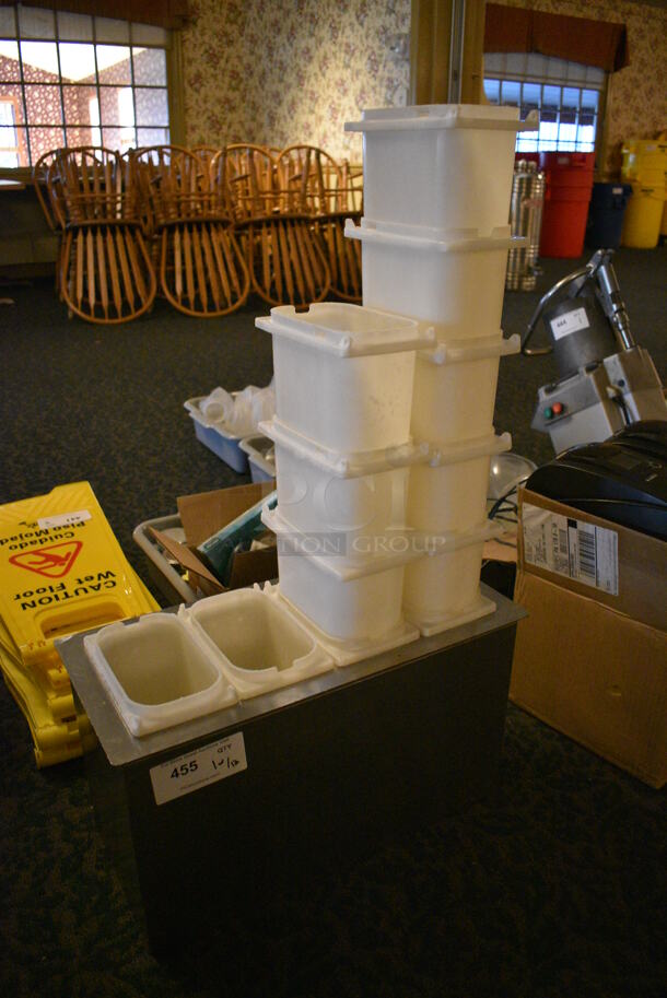 Metal Bin w/ 12 White Poly Bins. 21x9.5x12. (main dining room) - Image 3 of 5