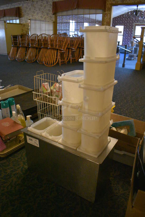 Metal Bin w/ 12 White Poly Bins. 21x9.5x12. (main dining room) - Image 4 of 5