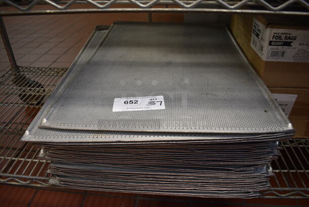 37 Metal Perforated Baking Sheets. 17.5x26x0.5. 37 Times Your Bid! (drop in bin kitchen)