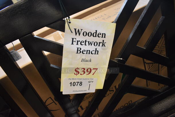 BRAND NEW! Achla Black Wooden Bench. 50x23x35. (garden center) - Image 5 of 5