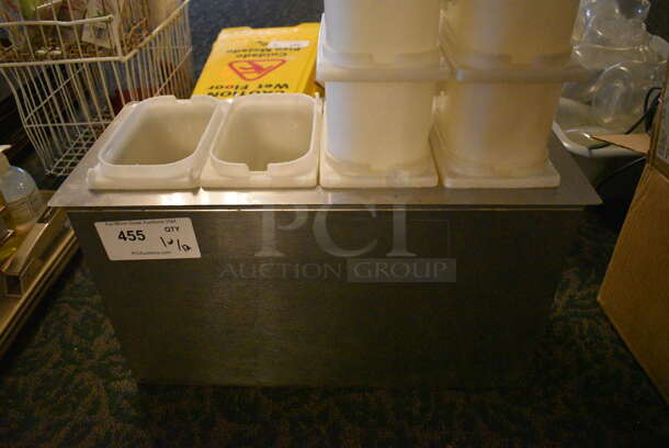 Metal Bin w/ 12 White Poly Bins. 21x9.5x12. (main dining room) - Image 5 of 5