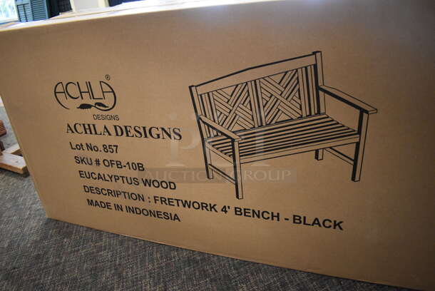 3 BRAND NEW! Achla Wooden Benches; Black, Ivory, Natural. 50x23x35. 3 Times Your Bid! (garden center) - Image 3 of 5