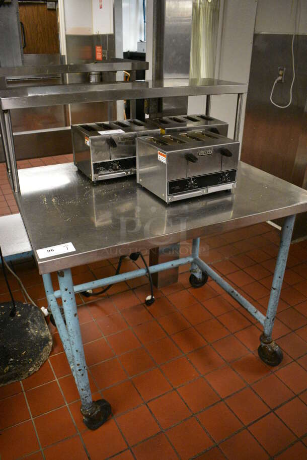 Stainless Steel Commercial Table w/ Over Shelf on Commercial Casters. 42x33x50. (kitchen) - Image 2 of 4