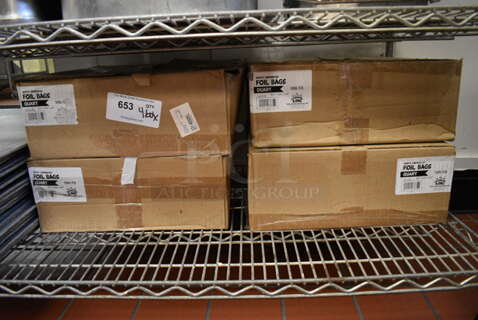 ALL ONE MONEY! Lot of 4 Boxes of Foil Bags! (drop in bin kitchen)