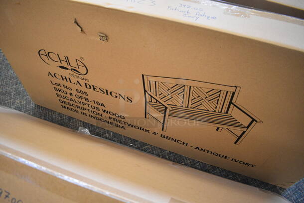 3 BRAND NEW! Achla Wooden Benches; Black, Ivory, Natural. 50x23x35. 3 Times Your Bid! (garden center) - Image 4 of 5