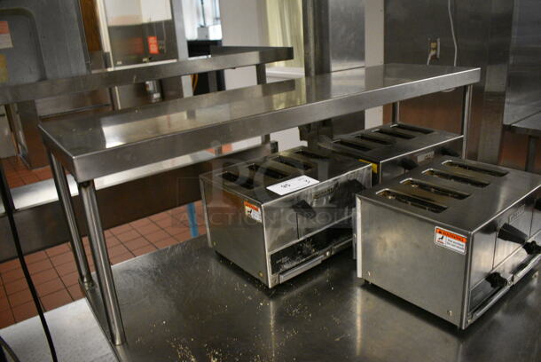Stainless Steel Commercial Table w/ Over Shelf on Commercial Casters. 42x33x50. (kitchen) - Image 3 of 4