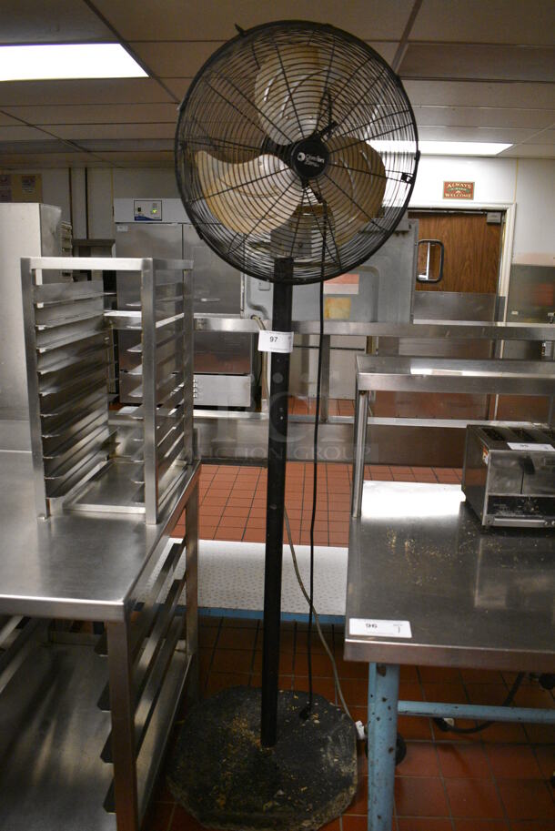 Comfort Zone Black Metal Floor Style Fan. 21x22x78. (kitchen)