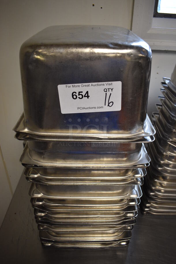 16 Stainless Steel 1/2 Size Drop In Bins. 1/2x6. 16 Times Your Bid! (drop in bin kitchen)