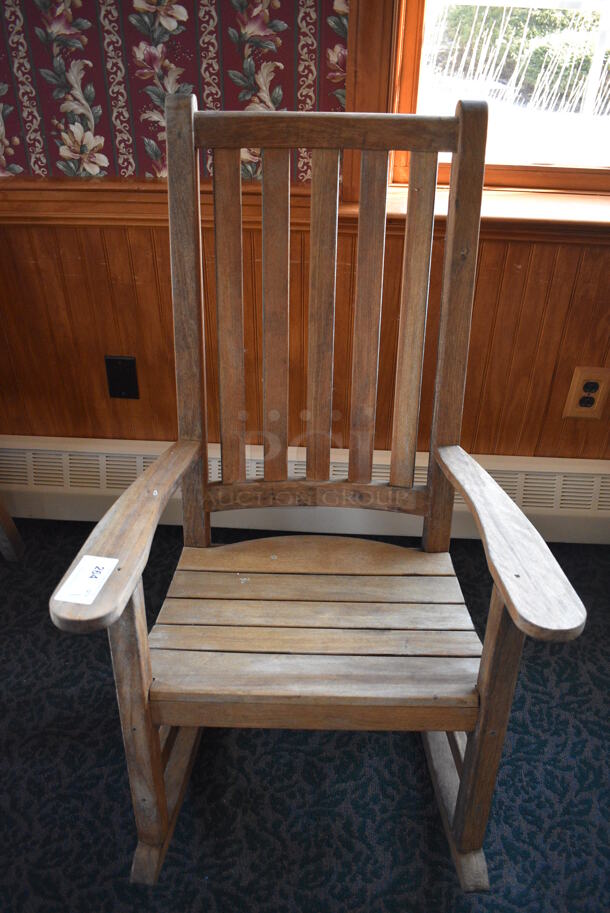 Wooden Rocking Chair w/ Arm Rests. 27x33x44. (sunroom dining room)