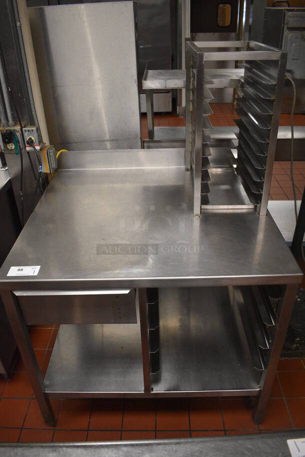 Stainless Steel Commercial Table w/ Pan Rack, Lower Pan Rack and Drawer. 39.5x36x59.5. (kitchen)
